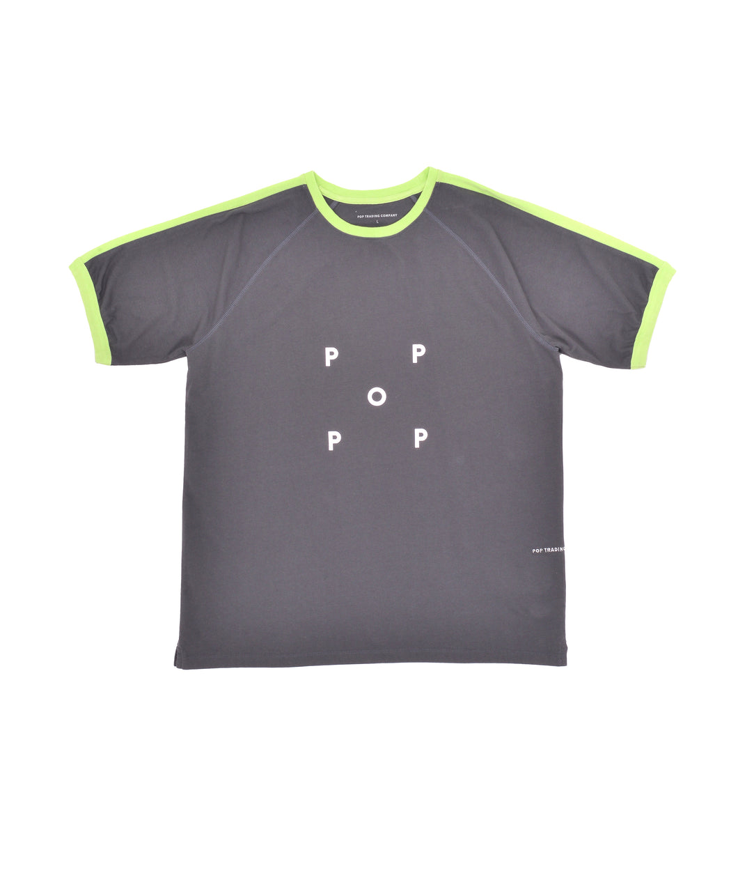 POP KEENAN T-SHIRT OFF - CHARCOAL/JADE LIME