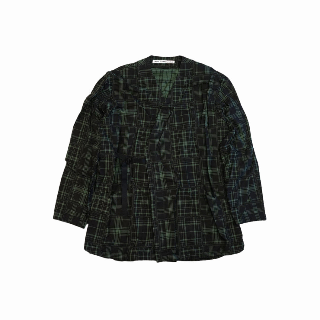 CHECK JACQUARD KIMONO SHIRT - BLACK/GREEN