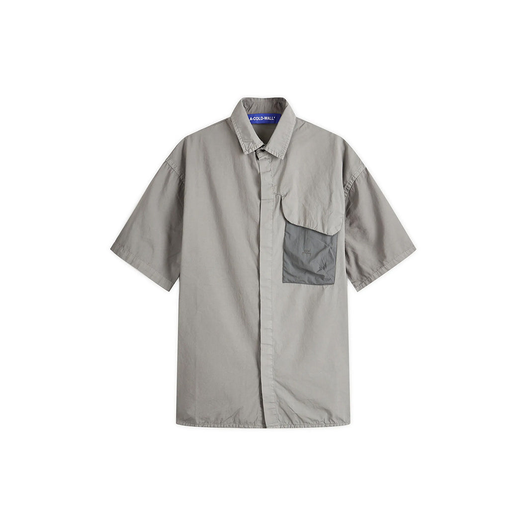 WOVEN BRUNSWICK SS SHIRT - GREEN OLIVE GREY