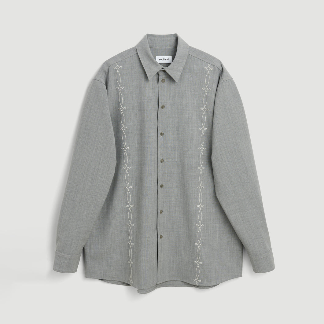 DAMON EMBROIDED SHIRT - GREY EMBROIDERED