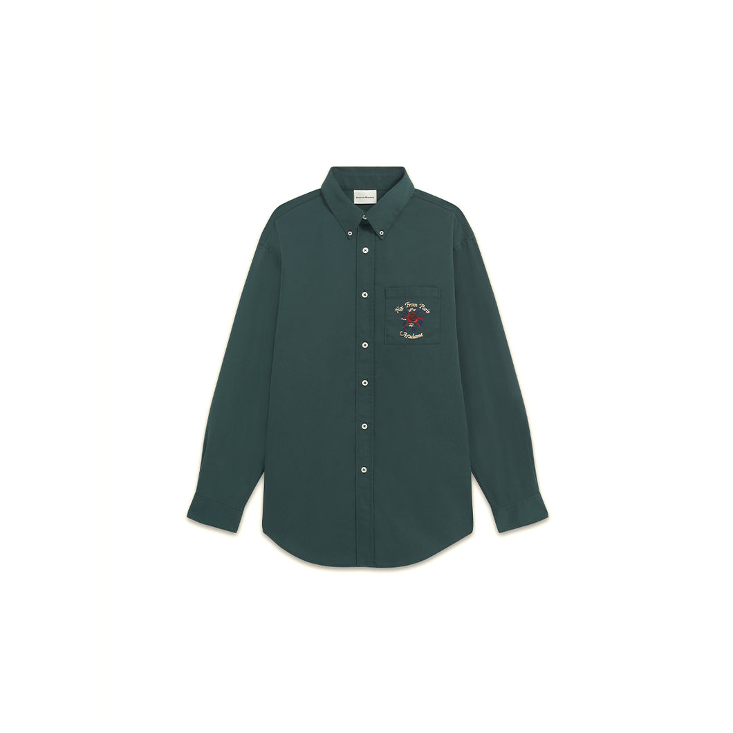 LA CHEMISE SLOGAN FLEURS - DARK GREEN