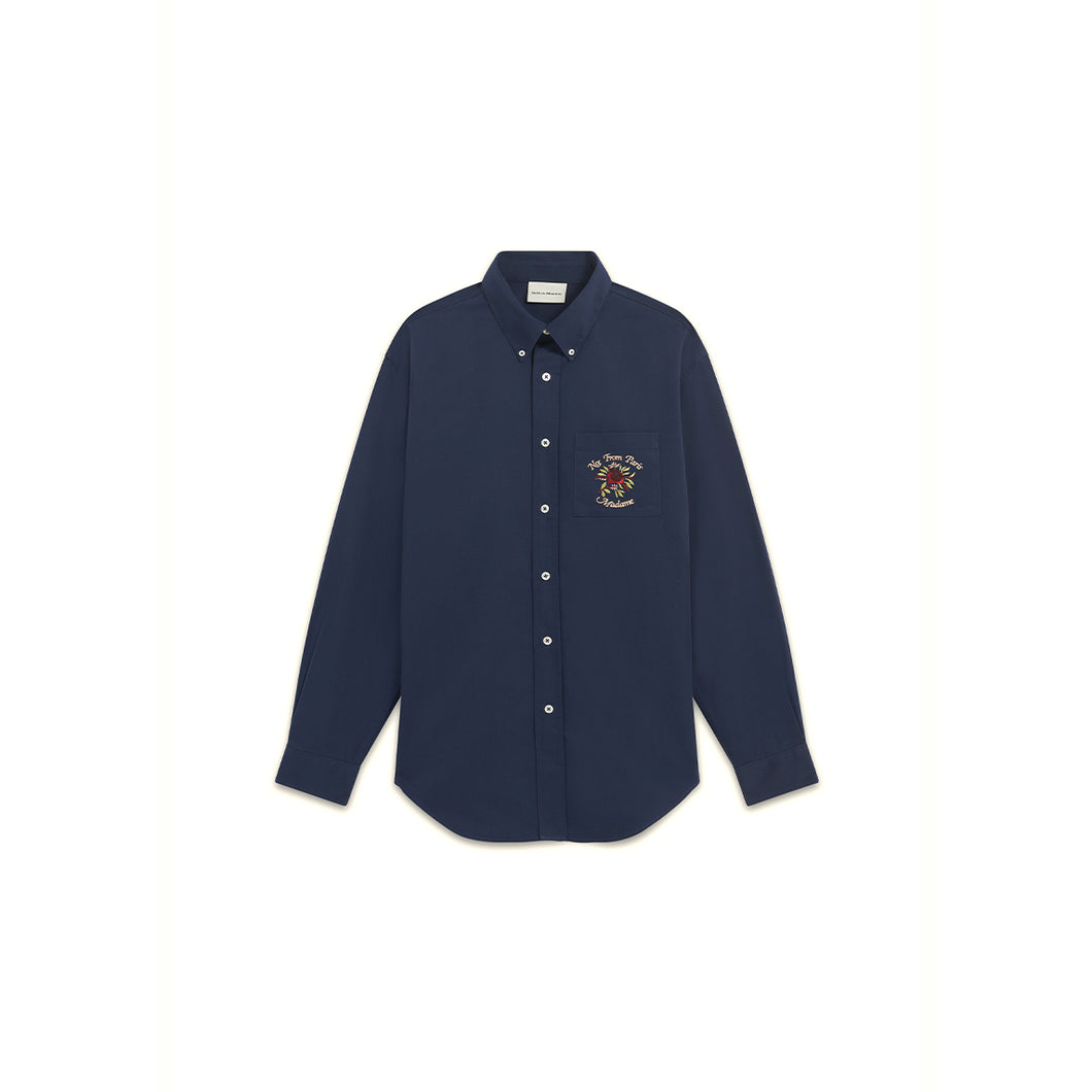 LA CHEMISE SLOGAN FLEURS - NAVY