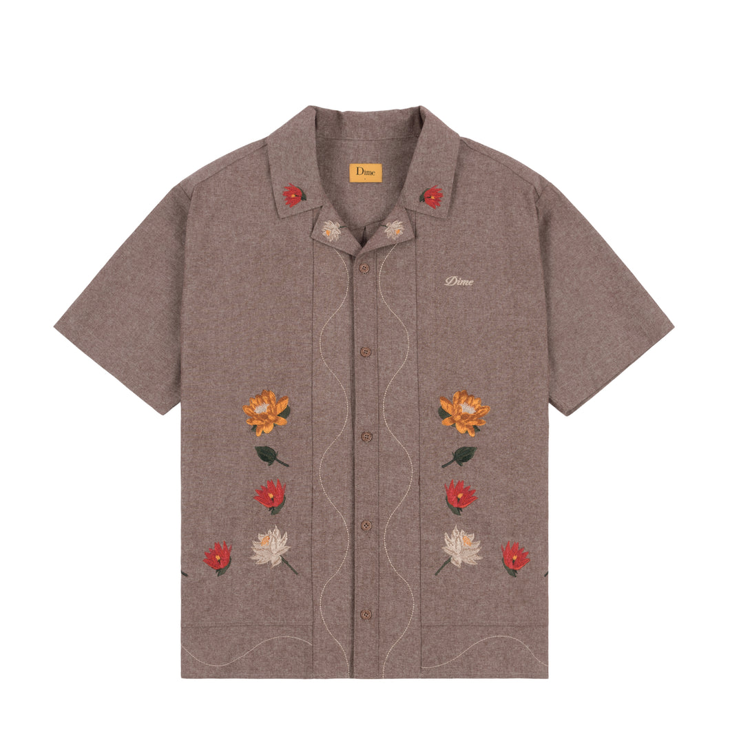 LOTUS BUTTON UP SS - HEATHER BROWN