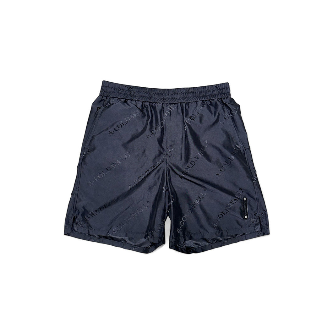 WOVEN MONOGRAM SHORTS - BLACK