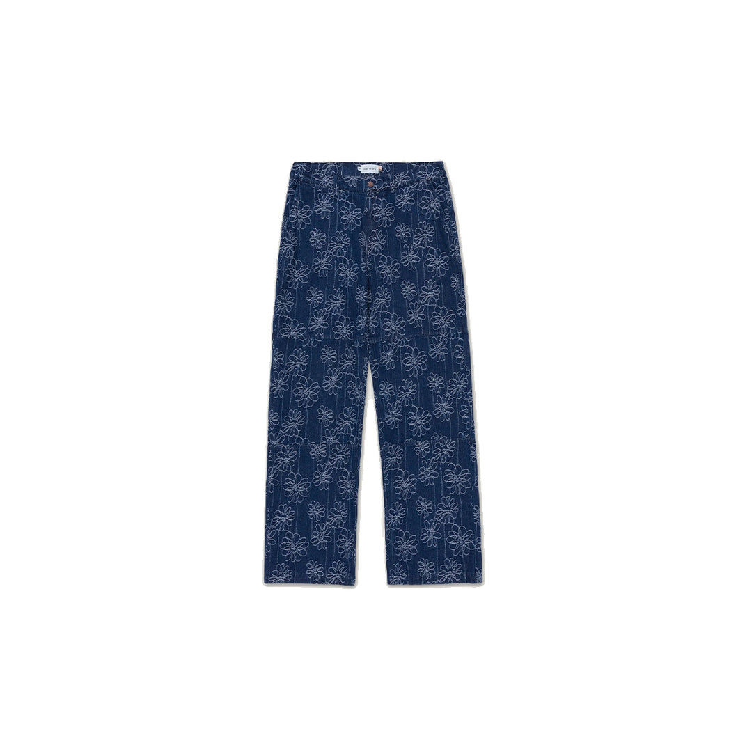 FLOWER JACQUARD PANT - INDIGO