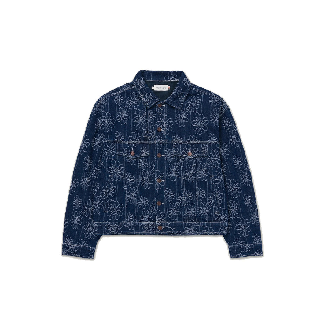 FLOWER JACQUARD JACKET - INDIGO