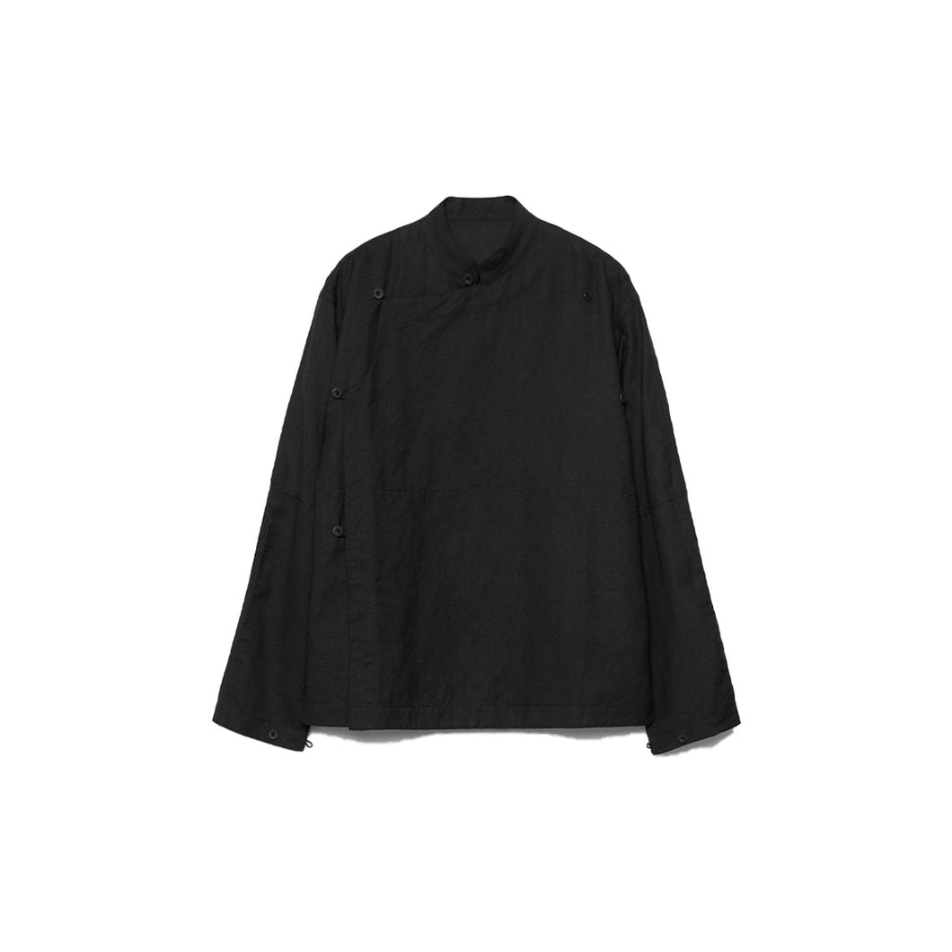 ASYM MONK SHIRT - BLACK