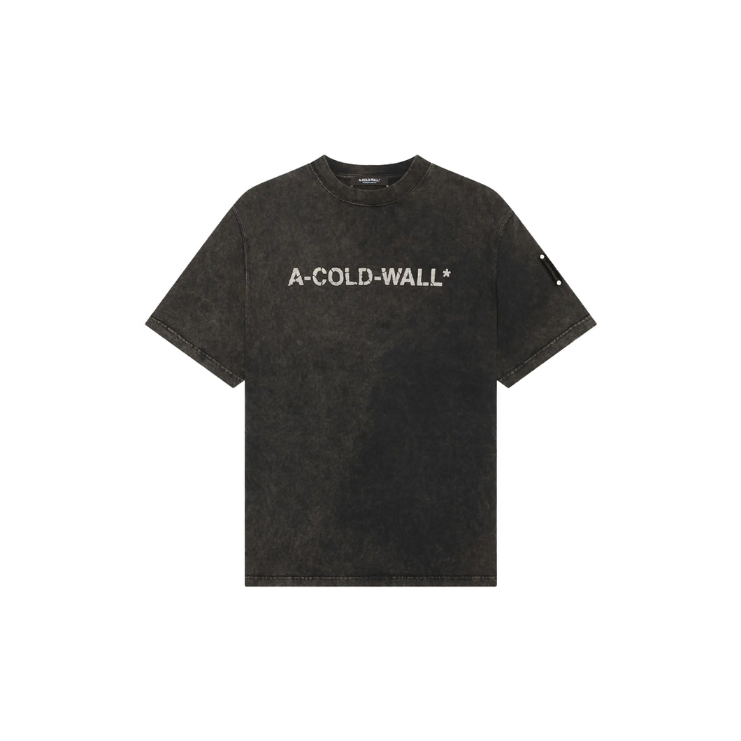 KNITTED OVERDYE LOGO T-SHIRT - ONYX