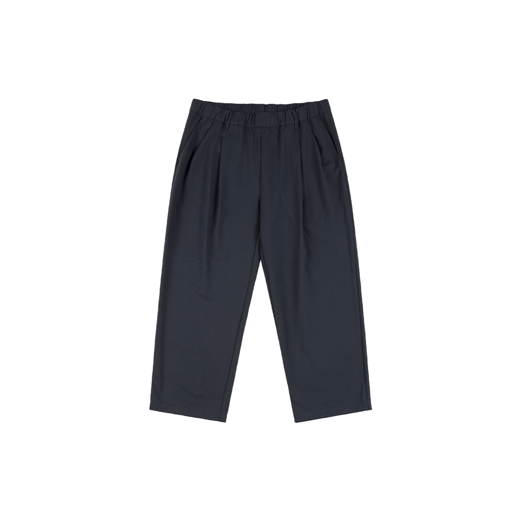 PLEATED TWILL PANTS - CHARCOAL BLUE
