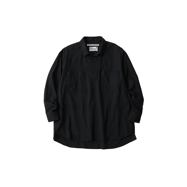 JACQUARD MESH PULLOVER SHIRT - BLACK