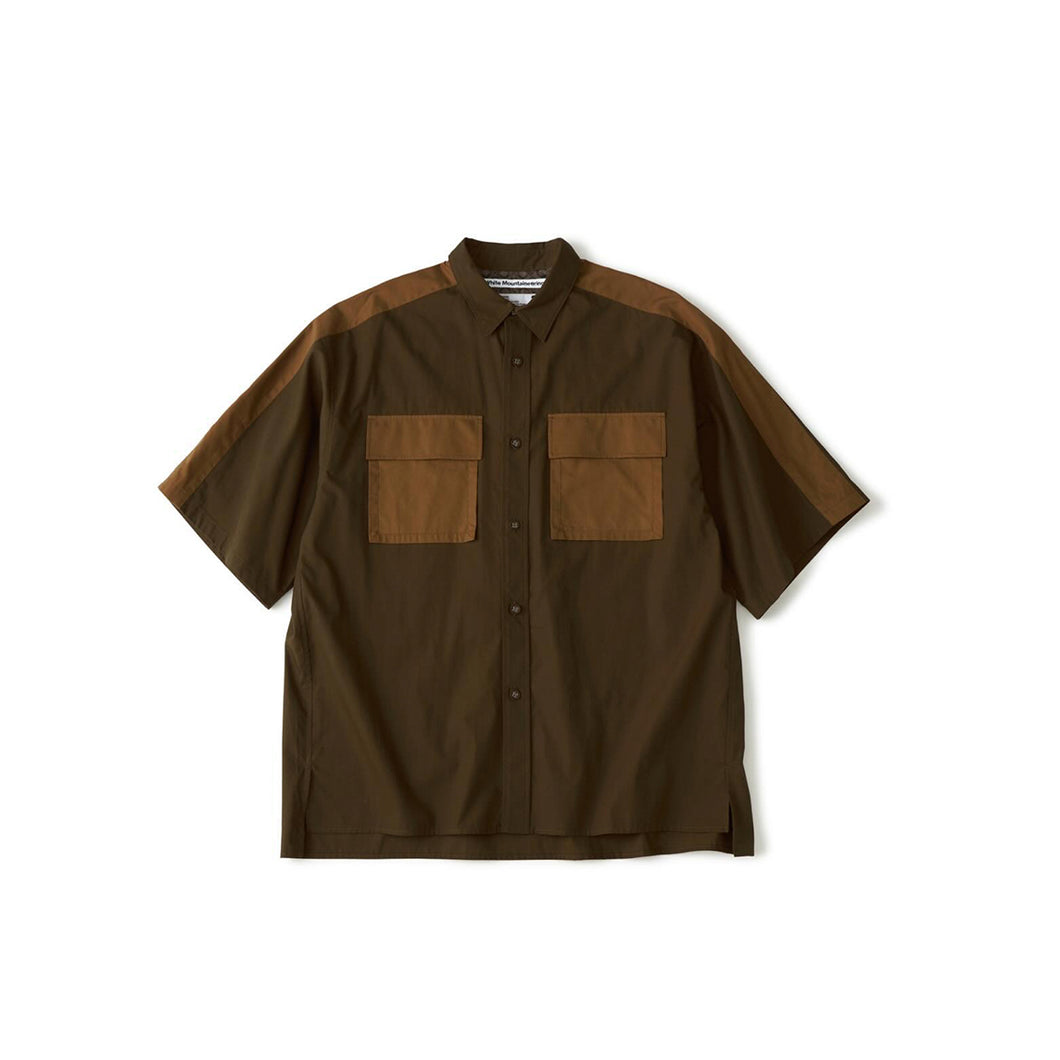 CONTRAST SHORT SLEEVE SHIRT - BROWN