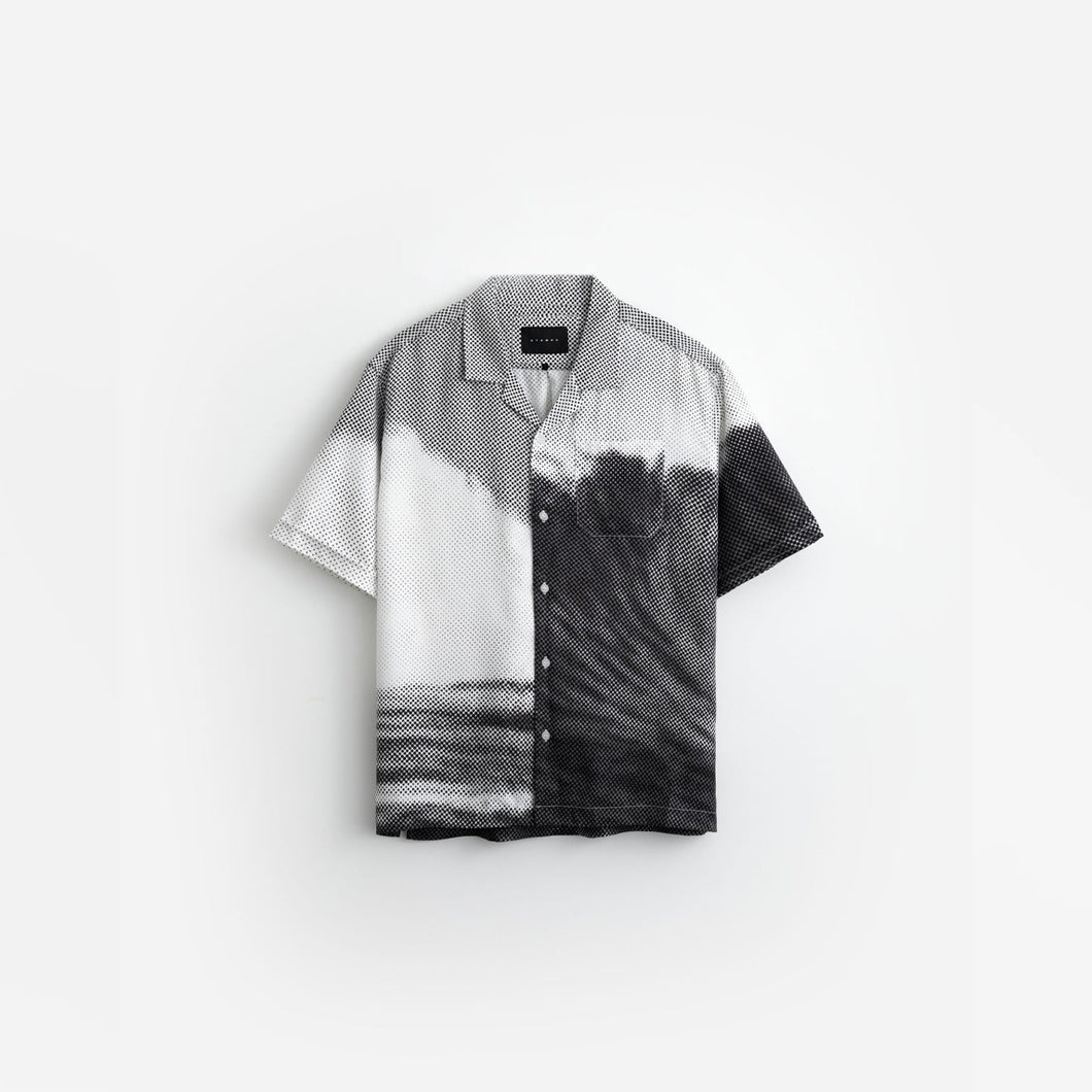 BLACK WAVE CAMP COLLAR BUTTONDOWN - BLACK WAVE PRINT