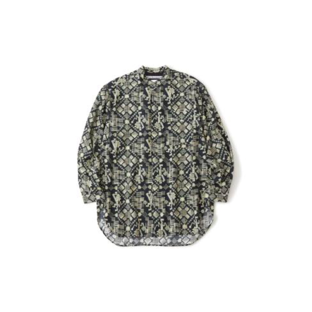 LION PATTERN WIDE GUSSET SLEEVE LONG SHIRT - NAVY