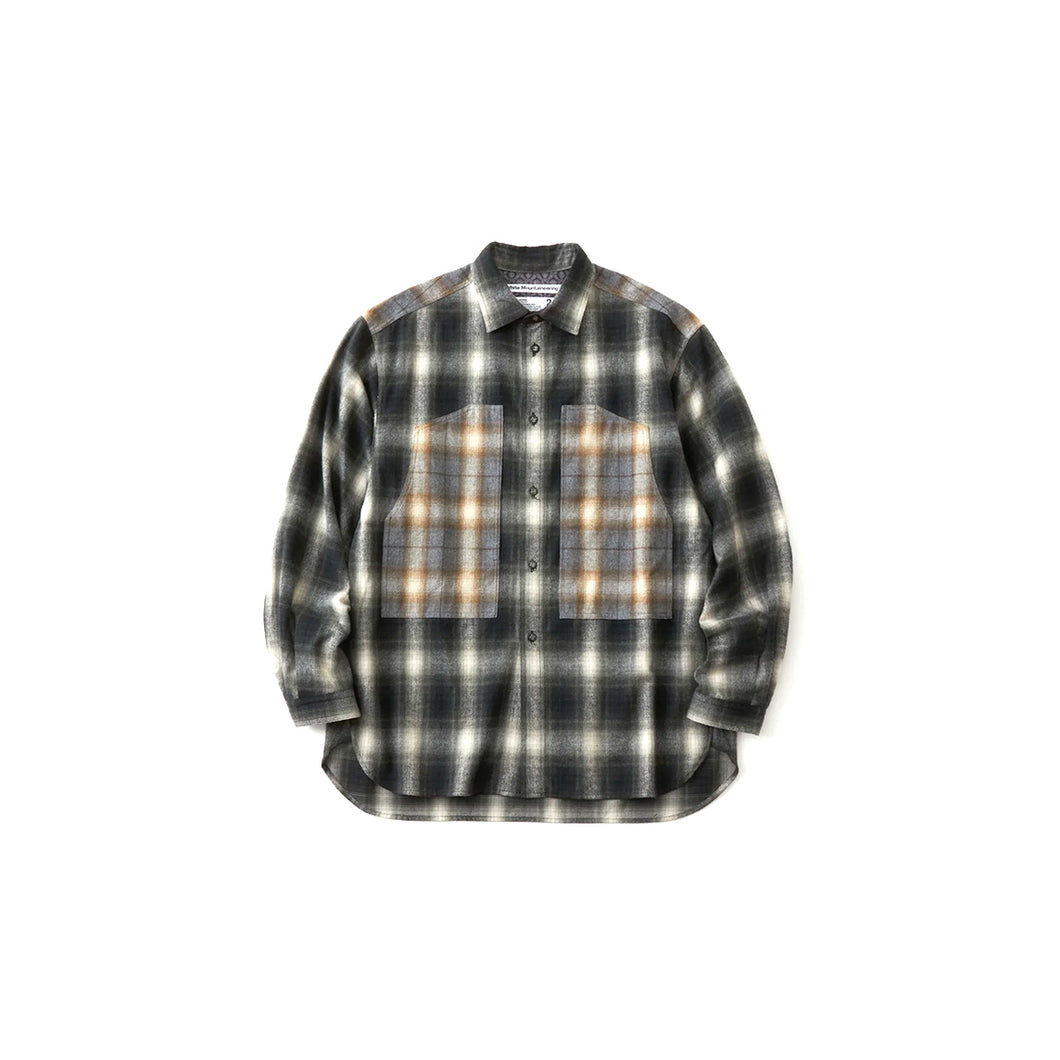 MID GUSSET SLEEVE CHECK WORK SHIRT - BLACK