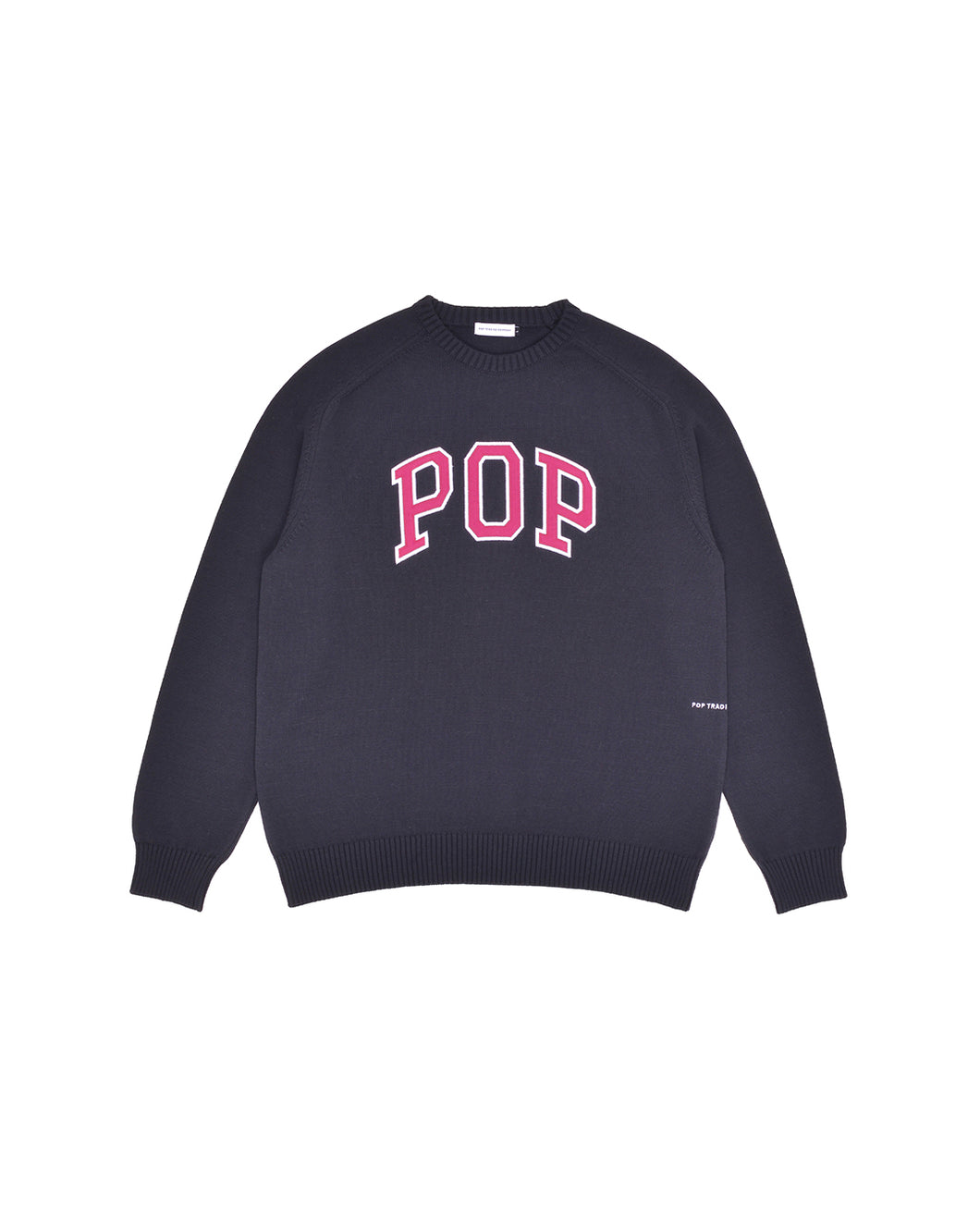POP ARCH KNITTED CREWNECK - ANTHRACITE/RASPBERRY