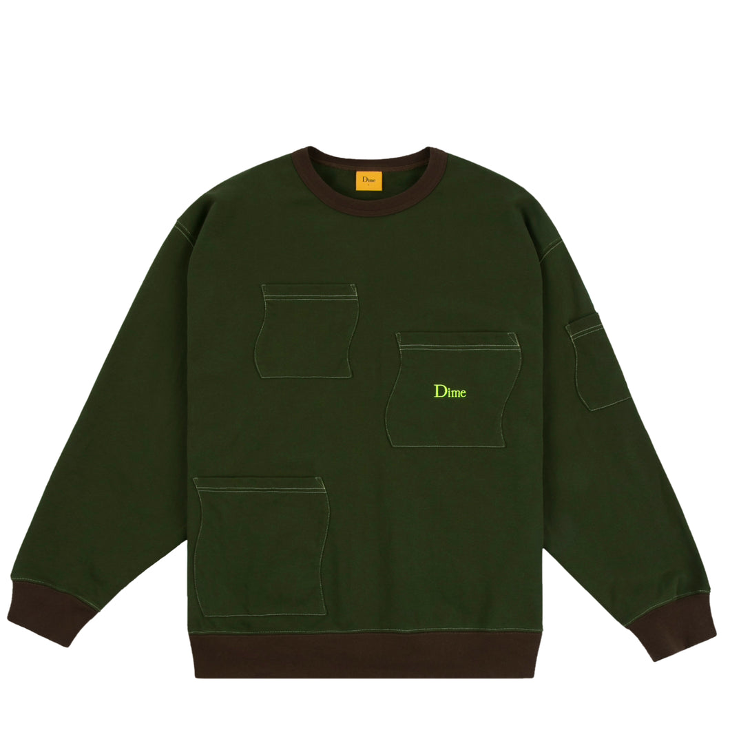 FRENCH TERRY POCKET CREWNECK - FOREST