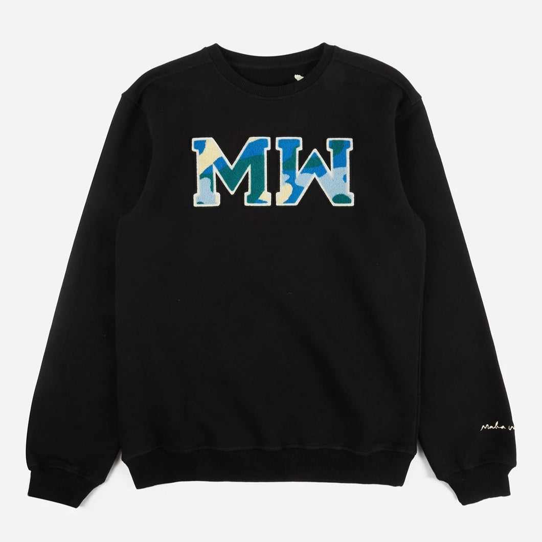 MW MAHA WARHOL EMBROIDERED CREW ORGANIC SWEAT 420 - BLACK